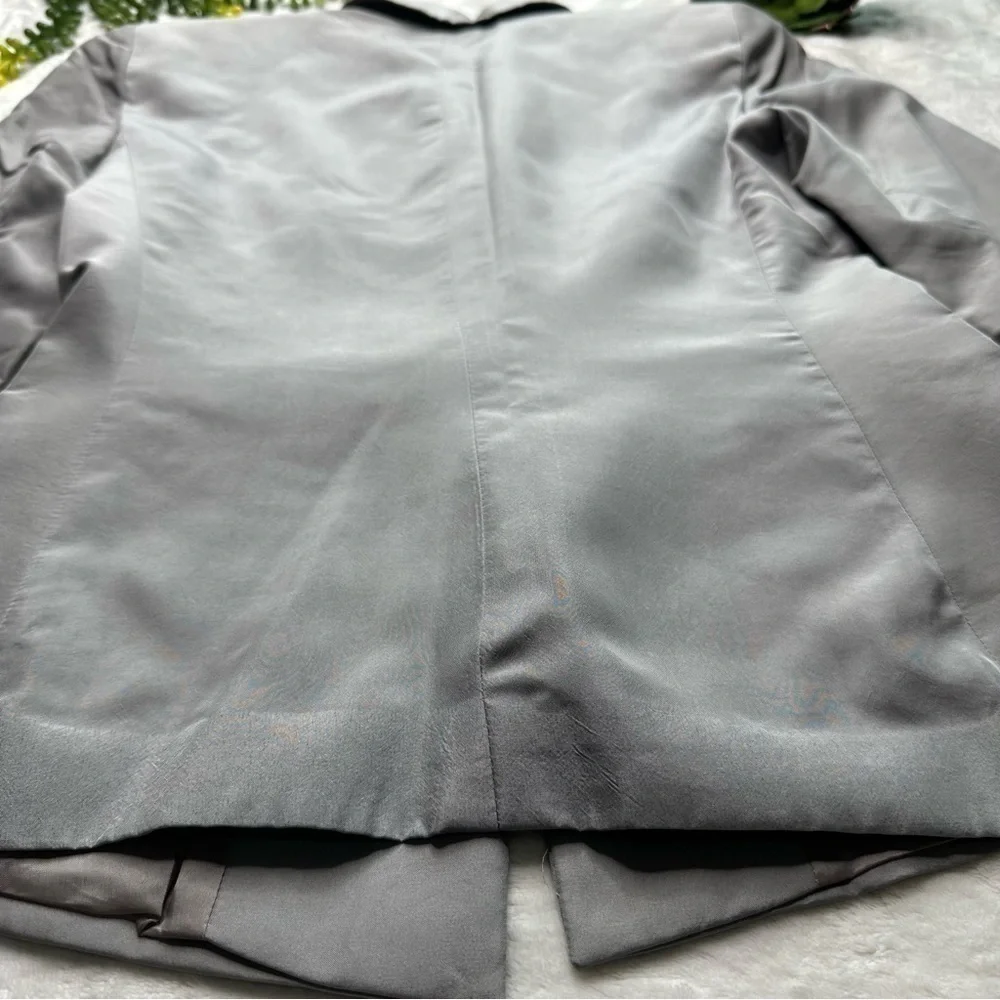 Emporio Armani Vintage Single Button Gray Silver Silk Blend Blazer Jacket Size 4